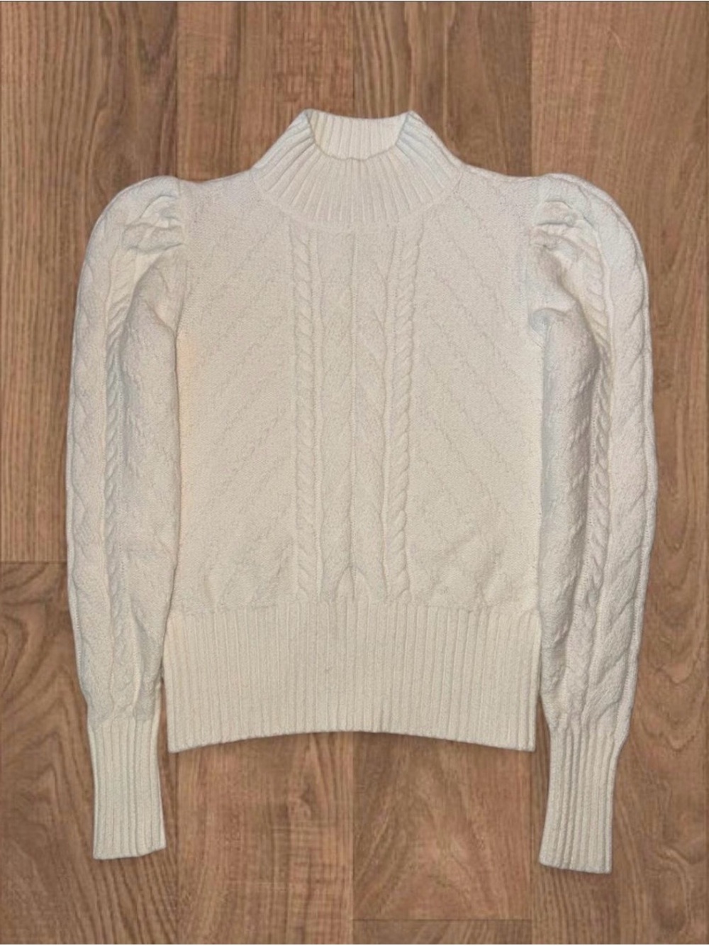 Cream Cable Knit LOFT Mockneck Sweater Women's S